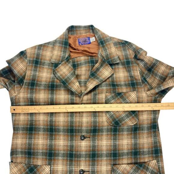 Pendleton Vintage Flannel Jacket Shirt Sz L 1960's Plaid Wool Sport Coat Shacket - Picture 7 of 16